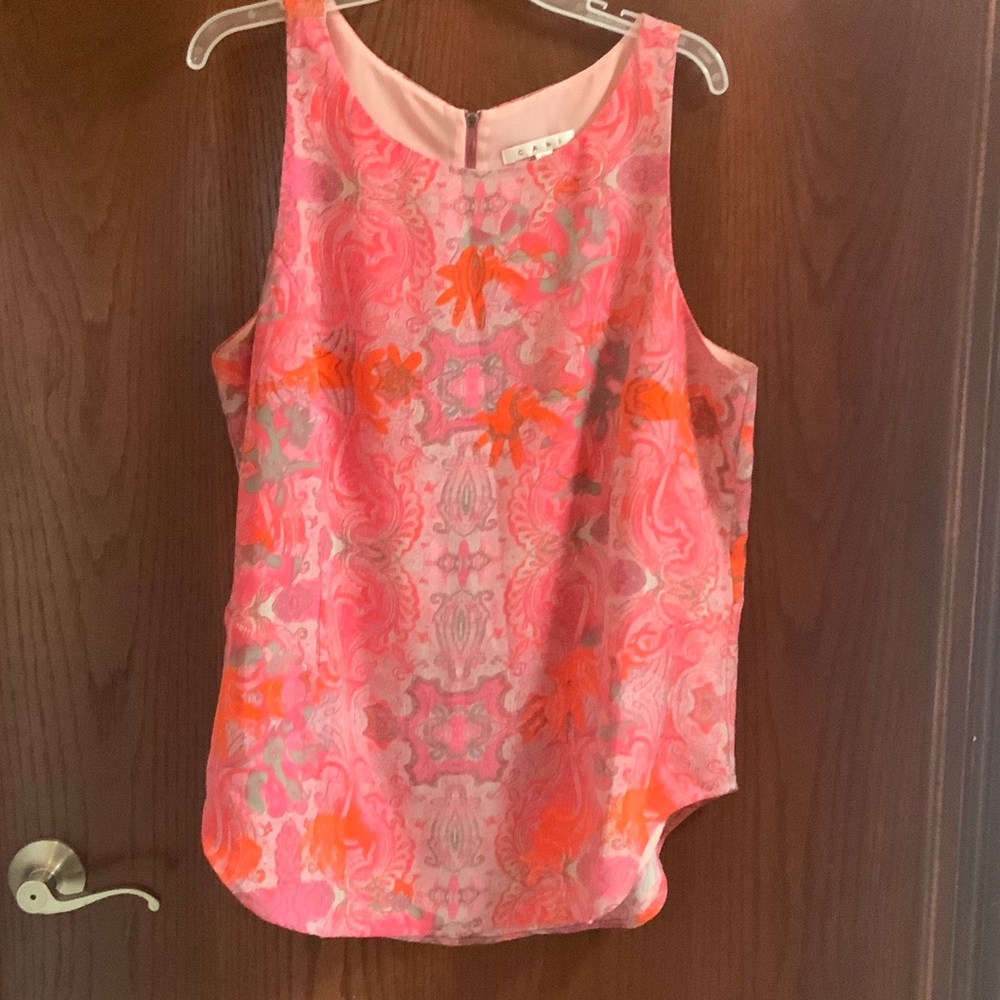 CAbi 127 Jubilee Pink Paisley Patterned Sleeveless Blouse